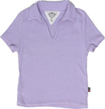 Lavender Short Sleeve Collared Top