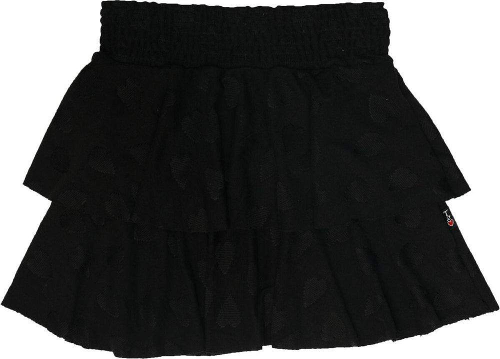 Black Tier Skirt w/Knit Hearts