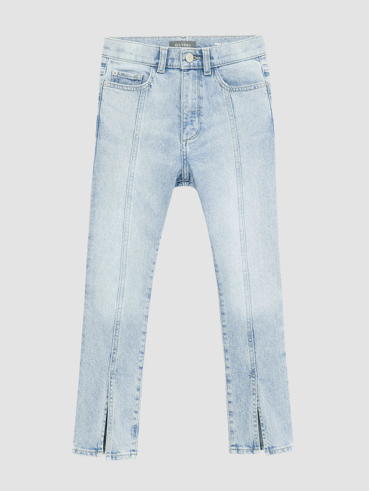 DL 1961 Emie Straight Hi-Rise Seaglass Distressed Jeans