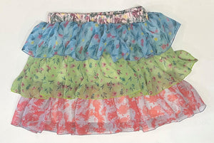 Multi-Floral Tiered Ruffle Skirt