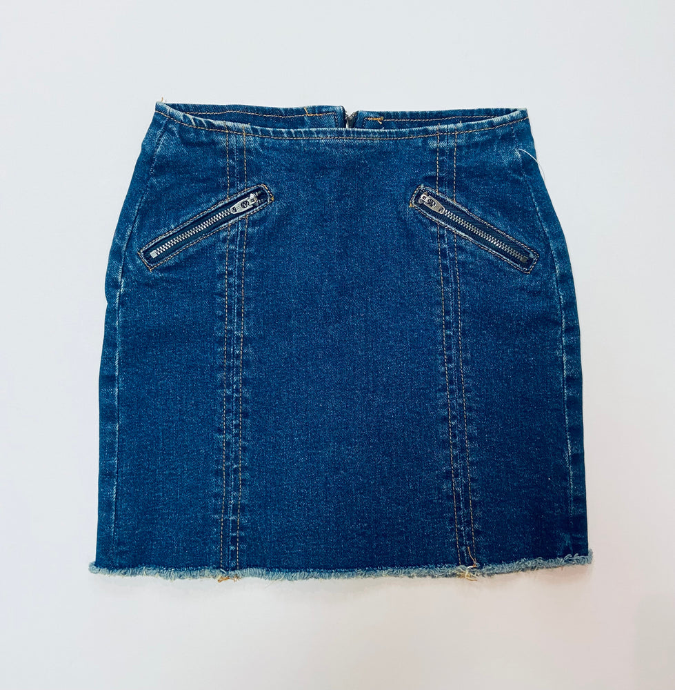 Tractr Indigo Denim Skirt w/Pocket Zippers