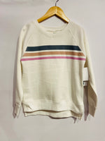 White Fleece Striped Crewneck