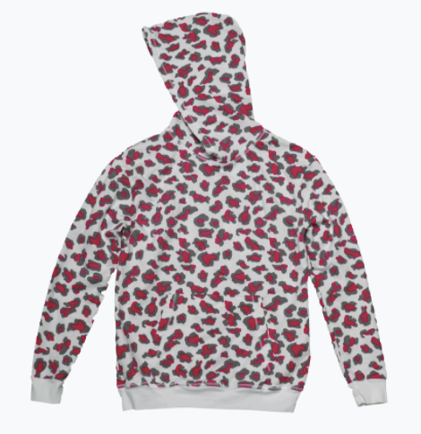 Pink & Grey Leopard Oversized Hooded Pullover
