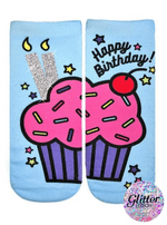 Happy Birthday Glitter Ankle Socks