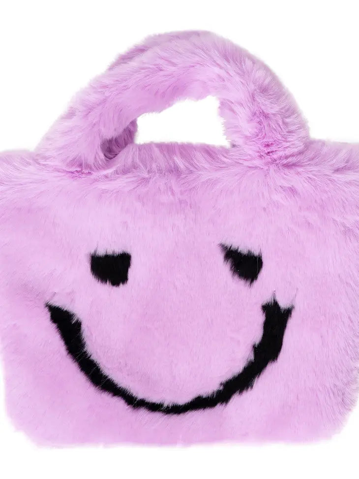 Faux Fur Smiley Face Purse