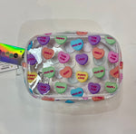 Clear Candy Hearts Valentine Cosmetic Bag