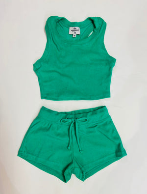 Green Terry Cloth Racerback Tank