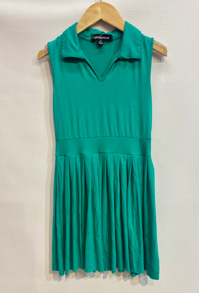 Kelly Green Pleated Skirt Dress