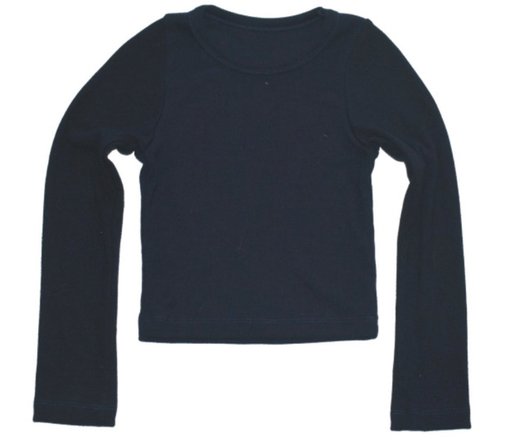 Navy Long Sleeve Ribbed Shirt