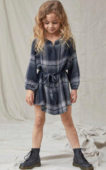 Smocked Plaid Shirt Dress