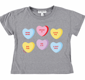 Candy Hearts Youth Crop Tee