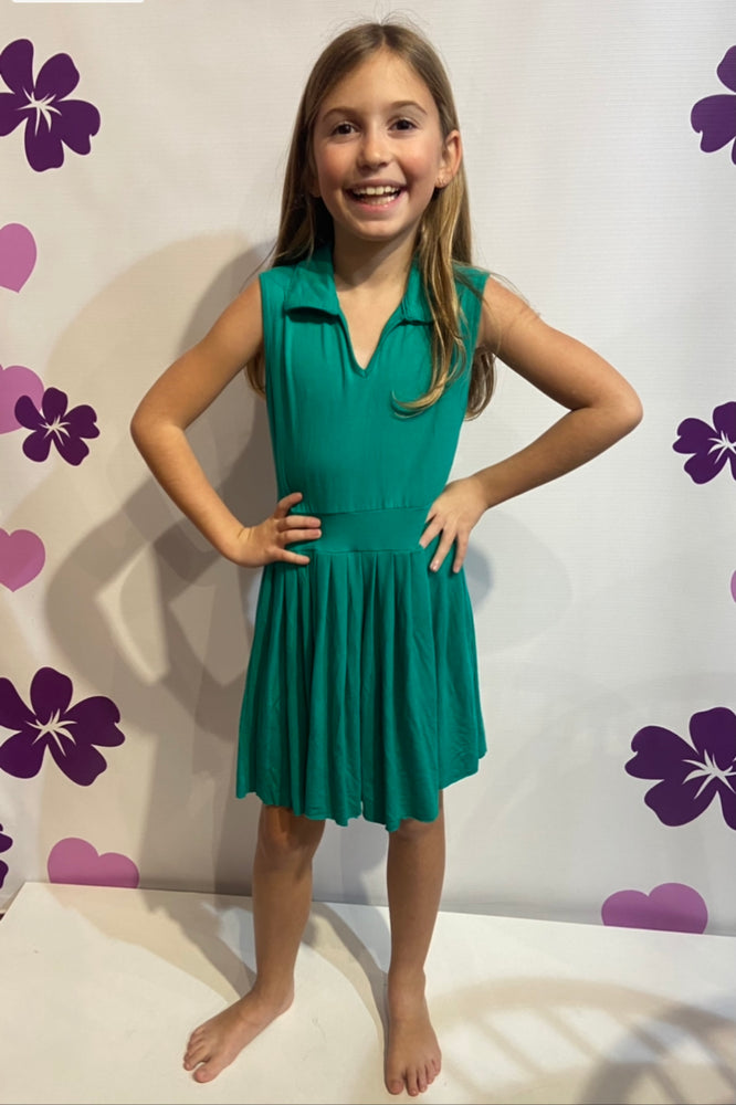 Kelly Green Pleated Skirt Dress