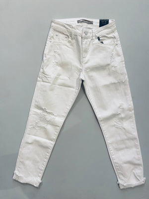 Tractr White Hi-Rise Slim Straight Jeans