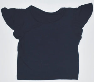 Navy Ruffle Sleeve Top