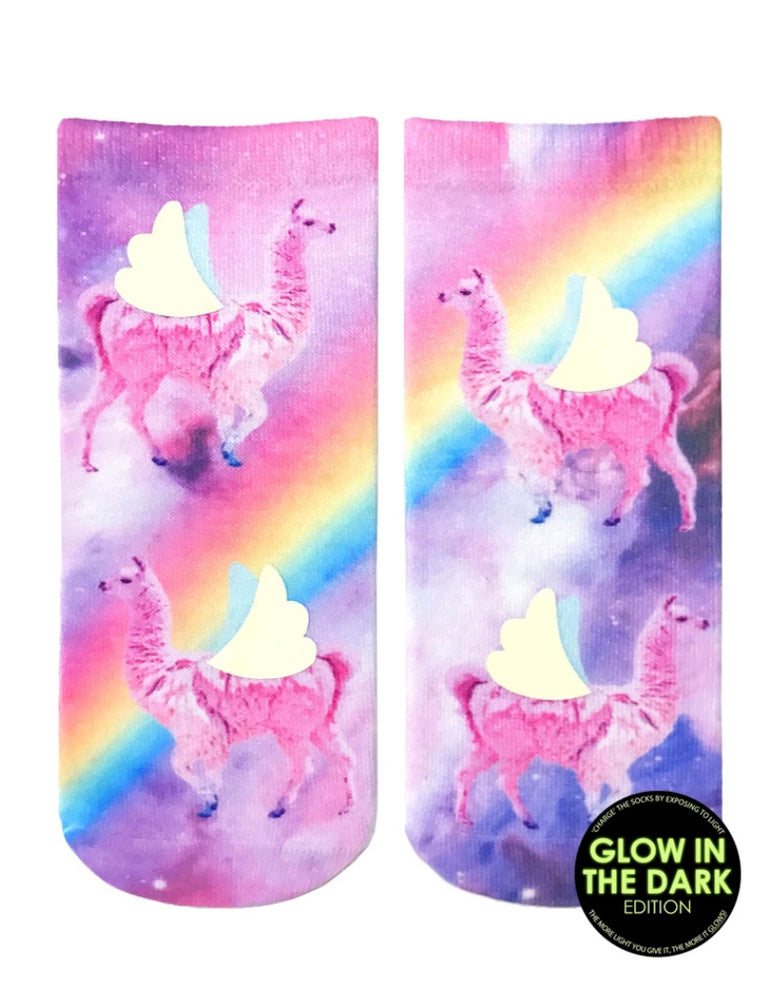 Rainbow Llama Ankle Socks