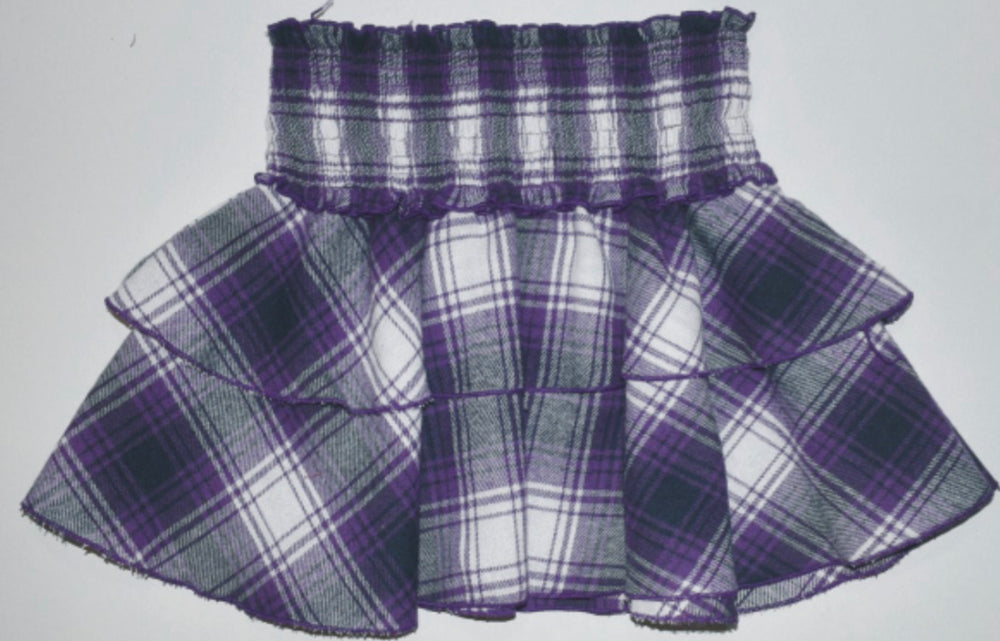 Purple & Black Plaid Flannel Skirt