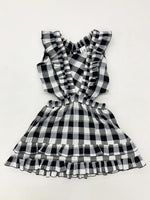 Black & Ivory Ruffle Check Dress with Side Cutout