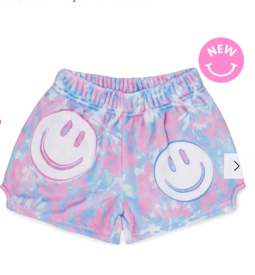 Tie-Dye Smiles Plush Shorts