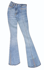 Tractr Light-Washed Split Bottom Jeans