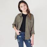 Tractr Olive Button Down with Pockets