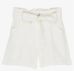 White Belted Button-Up Shorts
